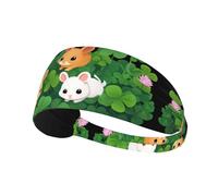 Elastic Sports Headband Hairband YYHWHJDE Small animals in Clover Pattern Quick Drying, Moisture Wicking