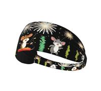 Elastic Sports Headband Hairband YYHWHJDE Small Animals Setting Off Fireworks to Celebrate Prints Athletic Band for Women, Men