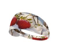 Elastic Sports Headband Hairband YYHWHJDE Small strawberries on the snow Pattern Quick Drying, Moisture Wicking