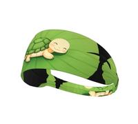 Elastic Sports Headband Hairband YYHWHJDE Small Turtle Perched on a Lotus Leaf Prints Athletic Band for Women, Men