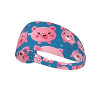 Elastic Sports Headband Hairband YYHWHJDE smile pink pig Pattern Soft, Breathable, Quick-Dry