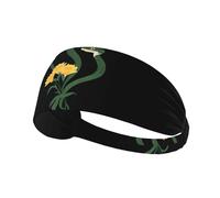 Elastic Sports Headband Hairband YYHWHJDE Snake holding flowers Picture Soft, Breathable, Quick-Dry