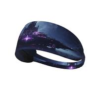 Elastic Sports Headband Hairband YYHWHJDE Spaceship in The Valley Prints Athletic Band for Women, Men