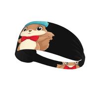 Elastic Sports Headband Hairband YYHWHJDE Squirrel wearing a bow hat Pattern Quick Drying, Moisture Wicking