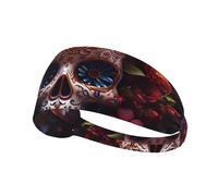 Elastic Sports Headband Hairband YYHWHJDE Sugar Horror Skull and Flowers Pattern Soft, Breathable, Quick-Dry