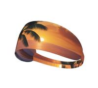 Elastic Sports Headband Hairband YYHWHJDE sunset palm tree_ Pattern Soft, Breathable, Quick-Dry