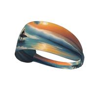 Elastic Sports Headband Hairband YYHWHJDE Sunset Sea Surfing Seascape Pattern Soft, Breathable, Quick-Dry