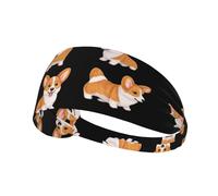 Elastic Sports Headband Hairband YYHWHJDE Super Cute Little Corgi Dog Prints Athletic Band for Women, Men