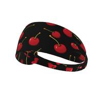 Elastic Sports Headband Hairband YYHWHJDE Sweet cherry Pattern Soft, Breathable, Quick-Dry