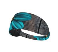 Elastic Sports Headband Hairband YYHWHJDE Teal Flower on Wooden Plank Pattern Soft, Breathable, Quick-Dry