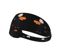 Elastic Sports Headband Hairband YYHWHJDE The black cat ghost behind the little boy Pattern Soft, Breathable, Quick-Dry