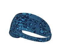 Elastic Sports Headband Hairband YYHWHJDE the Blue Binary Pattern Soft, Breathable, Quick-Dry