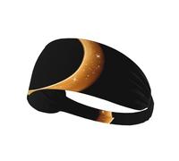 Elastic Sports Headband Hairband YYHWHJDE The crescent moon decorated with stars Pattern Soft, Breathable, Quick-Dry