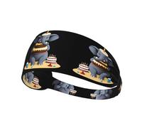 Elastic Sports Headband Hairband YYHWHJDE The elephant has a huge cake Pattern Soft, Breathable, Quick-Dry