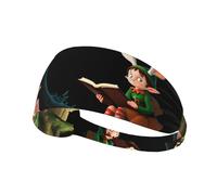 Elastic Sports Headband Hairband YYHWHJDE The Elf of Learning Magic Books Prints Athletic Band for Women, Men