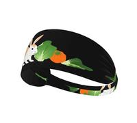 Elastic Sports Headband Hairband YYHWHJDE The little colorful rabbit pulling cabbage Pattern Soft, Breathable, Quick-Dry