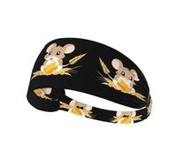 Elastic Sports Headband Hairband YYHWHJDE The mouse that eats wheat Pattern Soft, Breathable, Quick-Dry