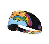 Elastic Sports Headband Hairband YYHWHJDE The rainbow is clear Pattern Soft, Breathable, Quick-Dry