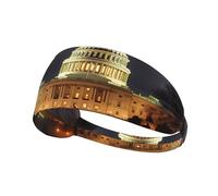 Elastic Sports Headband Hairband YYHWHJDE The United States Capitol at night Pattern Soft, Breathable, Quick-Dry