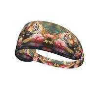 Elastic Sports Headband Hairband YYHWHJDE Tiger and Lotus Flowers Pattern Soft, Breathable, Quick-Dry