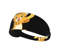 Elastic Sports Headband Hairband YYHWHJDE Tiger cub picking bananas Pattern Quick Drying, Moisture Wicking