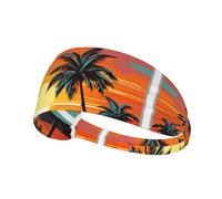 Elastic Sports Headband Hairband YYHWHJDE Tropical Beach Palm Tree Sunset Picture Soft, Breathable, Quick-Dry