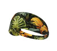 Elastic Sports Headband Hairband YYHWHJDE Tropical Rainforest Palm Leaves Pattern Soft, Breathable, Quick-Dry