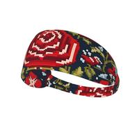 Elastic Sports Headband Hairband YYHWHJDE Ukrainian Embroidery Style Rose Pattern Soft, Breathable, Quick-Dry