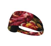 Elastic Sports Headband Hairband YYHWHJDE ukrainian embroidery style rose Picture Soft, Breathable, Quick-Dry