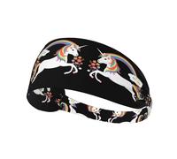 Elastic Sports Headband Hairband YYHWHJDE Unicorns Across The Rainbow Prints Spandex, Soft, Breathable, Quick-Dry