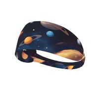 Elastic Sports Headband Hairband YYHWHJDE Universe Galaxy Outer Space Pattern Soft, Breathable, Quick-Dry