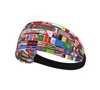 Elastic Sports Headband Hairband YYHWHJDE Various flags Pattern Soft, Breathable, Quick-Dry