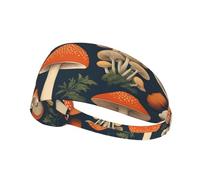 Elastic Sports Headband Hairband YYHWHJDE Vintage Edible Mushrooms Pattern Soft, Breathable, Quick-Dry