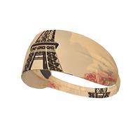 Elastic Sports Headband Hairband YYHWHJDE vintage paris eiffel tower butterfly Pattern Soft, Breathable, Quick-Dry