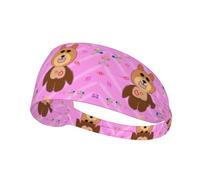 Elastic Sports Headband Hairband YYHWHJDE walking cartoon bear Pattern Soft, Breathable, Quick-Dry
