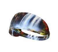 Elastic Sports Headband Hairband YYHWHJDE Waterfall Flock Of Birds Picture Soft, Breathable, Quick-Dry