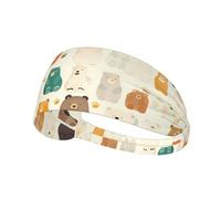 Elastic Sports Headband Hairband YYHWHJDE white bear brown bear Pattern Soft, Breathable, Quick-Dry