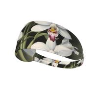 Elastic Sports Headband Hairband YYHWHJDE White Bell orchid Pattern Soft, Breathable, Quick-Dry