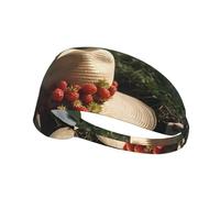 Elastic Sports Headband Hairband YYHWHJDE Wild strawberries in a straw hat Picture Soft, Breathable, Quick-Dry