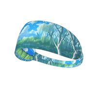 Elastic Sports Headband Hairband YYHWHJDE Willows on the waterfront Pattern Soft, Breathable, Quick-Dry