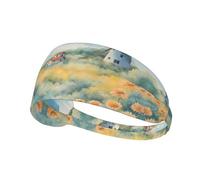 Elastic Sports Headband Hairband YYHWHJDE Windmill in The sea of Flowers Pattern Spandex, Soft, Breathable, Quick-Dry