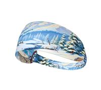 Elastic Sports Headband Hairband YYHWHJDE Winter Landscape Pattern Soft, Breathable, Quick-Dry