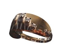 Elastic Sports Headband Hairband YYHWHJDE wolves family Pattern Soft, Breathable, Quick-Dry