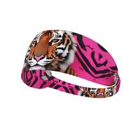 Elastic Sports Headband Hairband YYHWHJDE Zebra Tiger Leopard pink Pattern Soft, Breathable, Quick-Dry