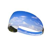 Elastic sports headband Sea Island Sky Clouds printed elastic sports headband suitable for sports travel and indoor fitness