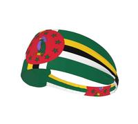Elastic Sports Headband, Sweat Absorbing Headband, Commonwealth of Dominica Flag Outdoor Sports Elastic Headband Fitness Sports Yoga Cycling Headband
