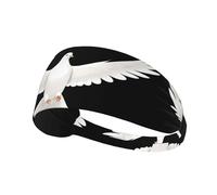 Elastic Sports Headband White Dove Spreading Its Wings Printing Soft and Comfortable Moisture-Wicking Suitable for Yoga and Running