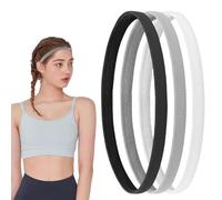 Elastic Sports Headbands 6 Pack Elastic Hair Bands, Running Headband, Mini Sweat Bands, for Yoga, Football, Tennis (Black,whrite,grey)