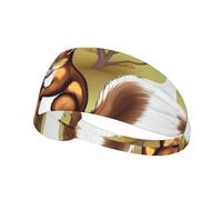 Elastic Sports Sweat-Absorbing Headband, Nut-Eating Squirrel Outdoor Sports Elastic Headband, Fitness Sports Yoga Cycling Headband,