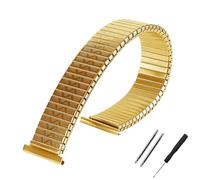 Elastic Stainless Steel Strap 12mm 14mm 16mm 18mm 20mm Metal Expansion Stretch Band Universal Replacement Wristband(Gold,10mm)